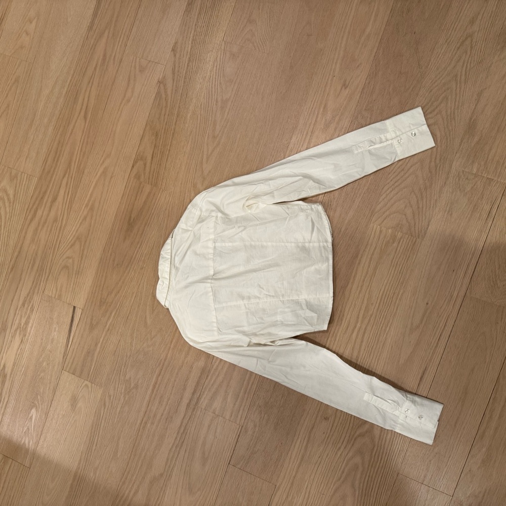 Urban Outfitters Cropped White Long Sleeve Button Shirt